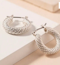 Load image into Gallery viewer, Textured Mini Hoop Earring
