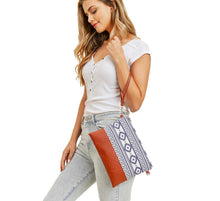 Load image into Gallery viewer, Aztec and Vegan Leather Clutch
