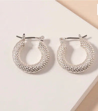 Load image into Gallery viewer, Textured Mini Hoop Earring
