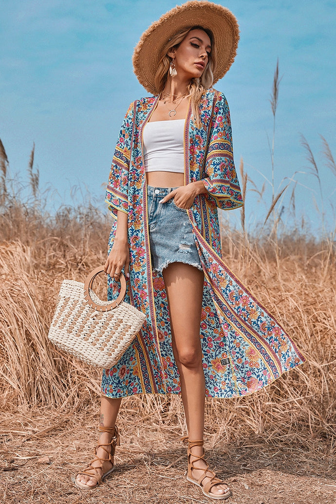 Beautiful Floral Open Kimono