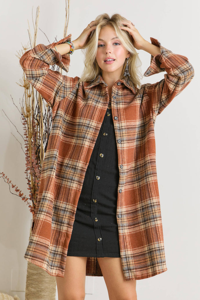 Whitney Long Line Button Flannel