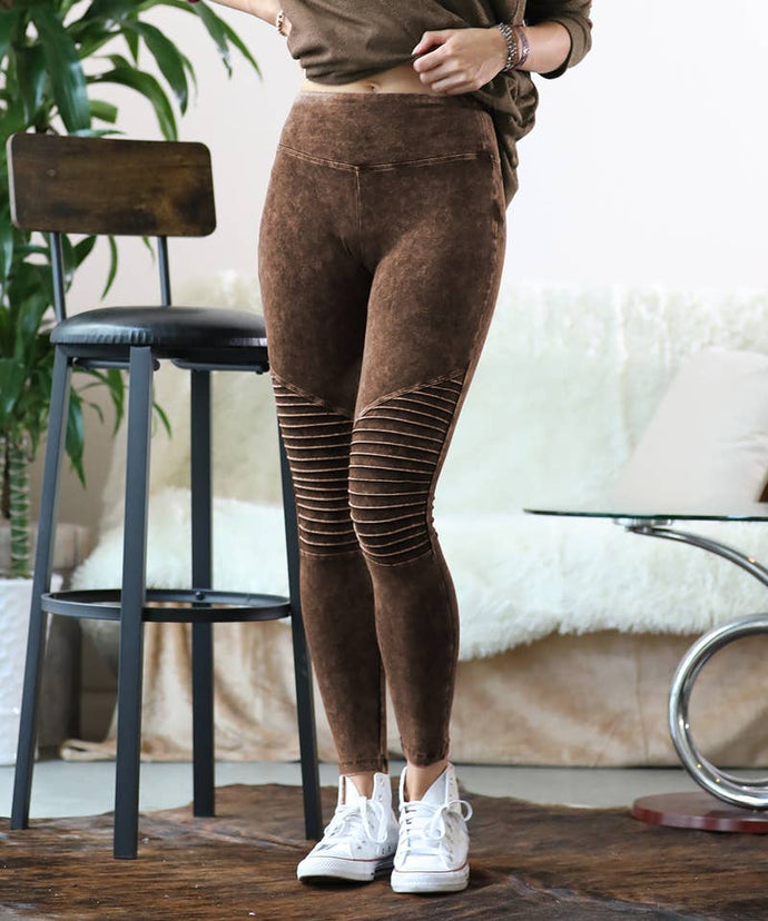 Andrea Mineral Washed Moto Leggings